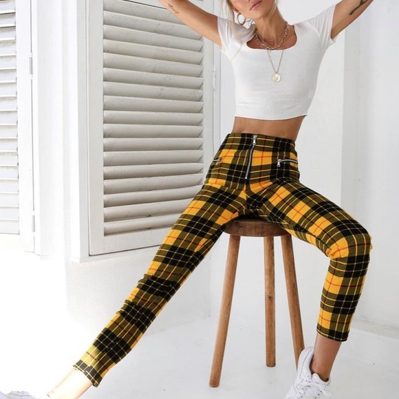 Tiger Mist Pants - Tiger mist high waisted checkered pants